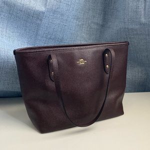 Coach Mini City Leather Zip Tote in Oxblood/Brown/Burgundy, Used-Excellent